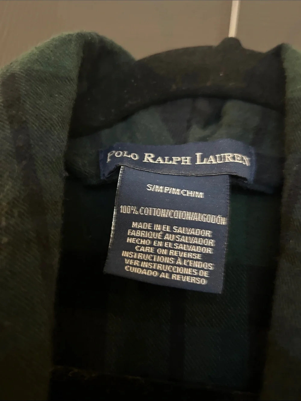Polo by Ralph Lauren Men's Green & Navy Plaid Flannel Lightweight Robe